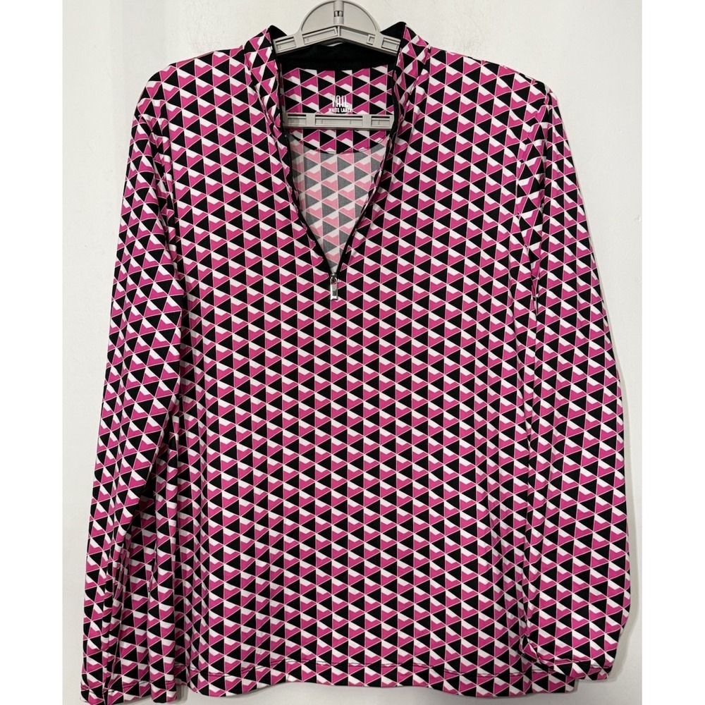 Tail‎ White Label 1/4 Zip Pink Black Geometric  Print Long Sleeve XXL Golf